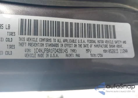 2015 Jeep Patriot Altitude Edition z USA, uszkodzony, nr VIN 1C4NJPBA1FD428145